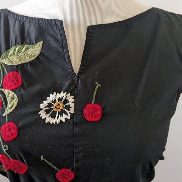 Vintage Vibes Embroidered Cherry Dress with pockets! - Picture 5 of 10